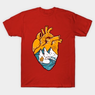 Sailing In Heart Illustration T-Shirt